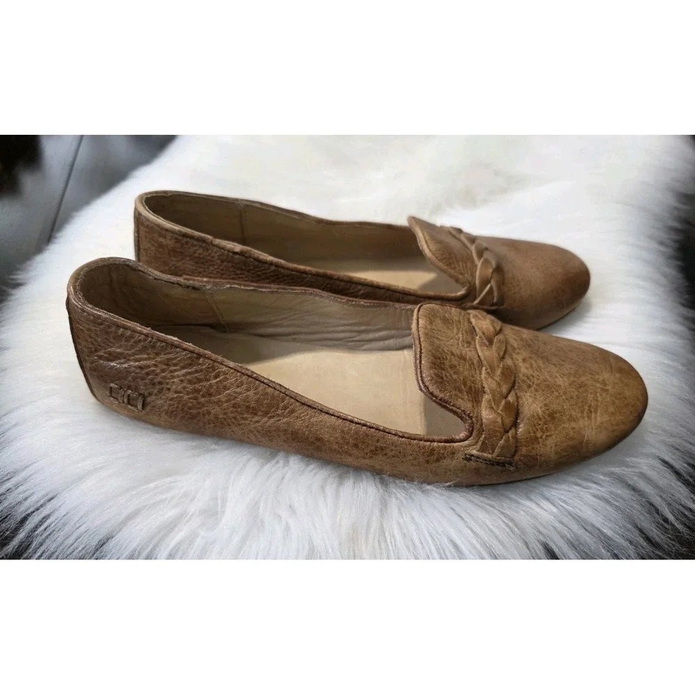Bed Stu Brown Ballet Flats Braided Leather Slip On Boho Women's Size 7.5